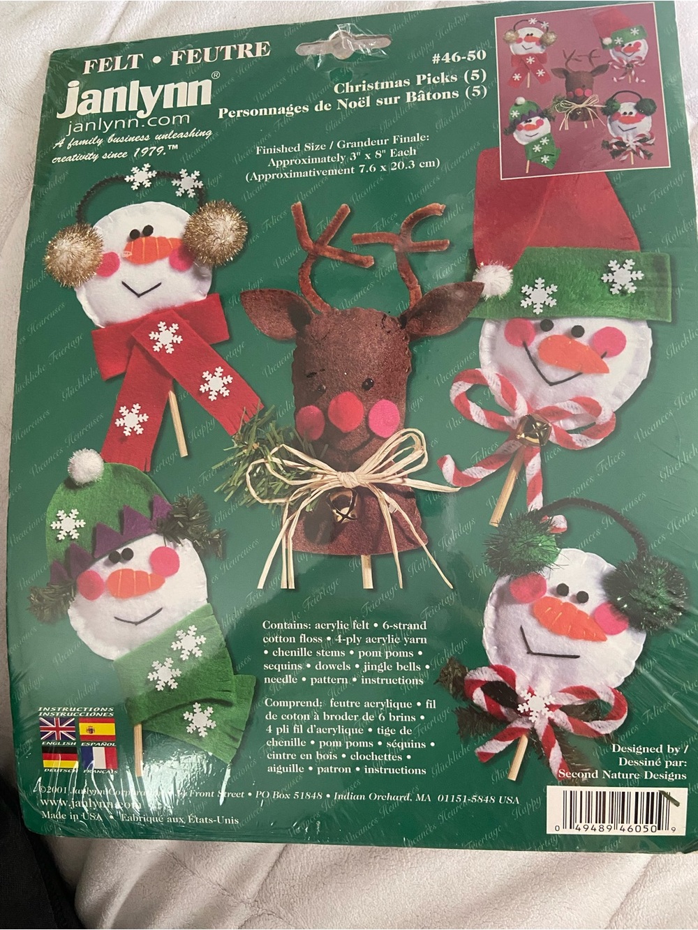 Janlynn Holiday Felt Christmas Picks Kit Snowman Reindeer